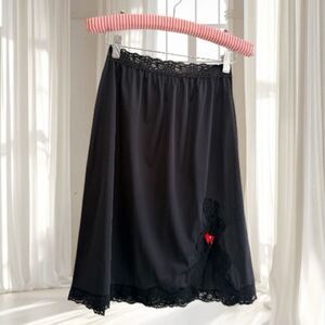 VTG Vassarette Black Nylon Lace Half Slip Skirt Size M